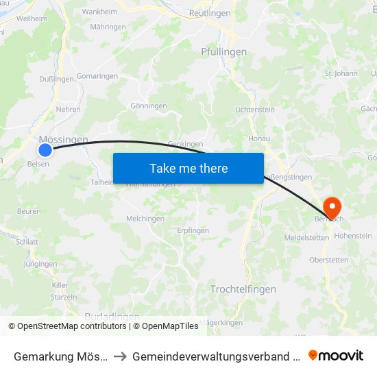 Gemarkung Mössingen to Gemeindeverwaltungsverband Engstingen map