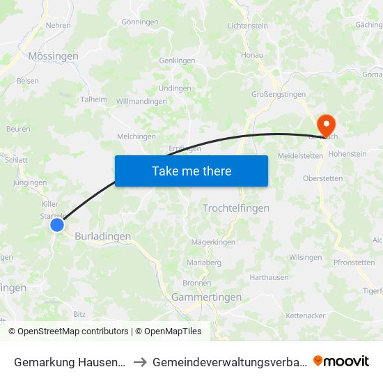 Gemarkung Hausen Im Killertal to Gemeindeverwaltungsverband Engstingen map