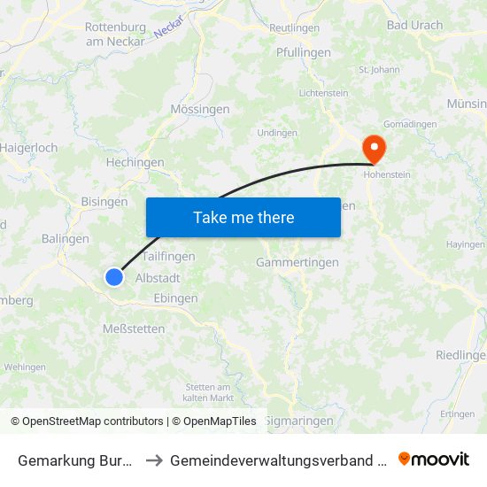 Gemarkung Burgfelden to Gemeindeverwaltungsverband Engstingen map