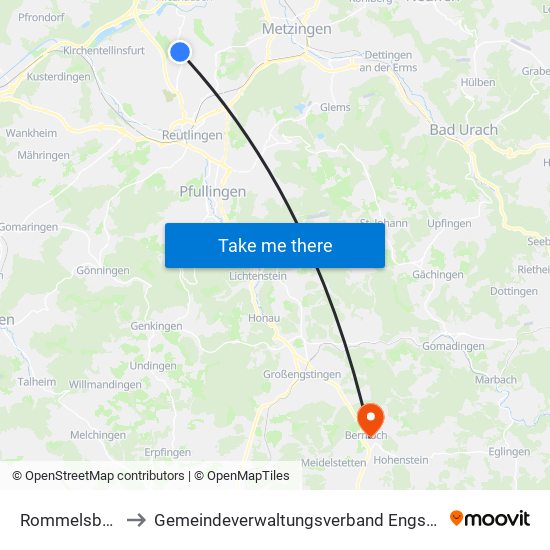 Rommelsbach to Gemeindeverwaltungsverband Engstingen map