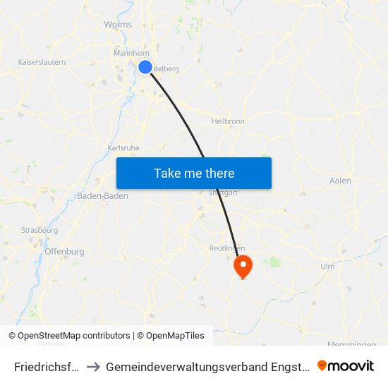 Friedrichsfeld to Gemeindeverwaltungsverband Engstingen map