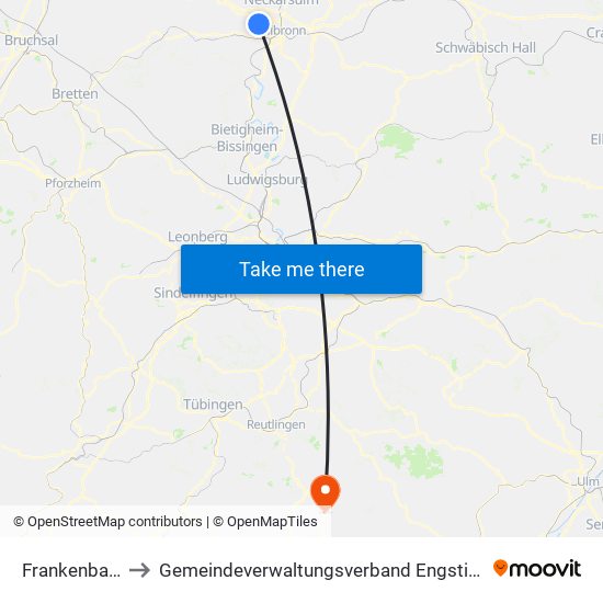 Frankenbach to Gemeindeverwaltungsverband Engstingen map