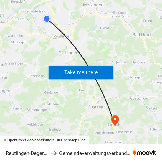 Reutlingen-Degerschlacht to Gemeindeverwaltungsverband Engstingen map