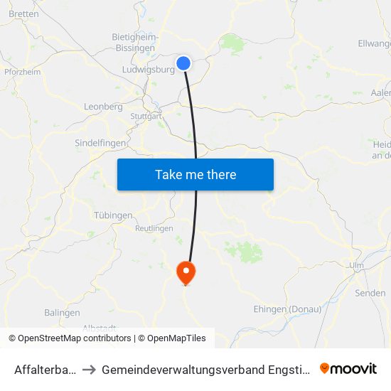 Affalterbach to Gemeindeverwaltungsverband Engstingen map