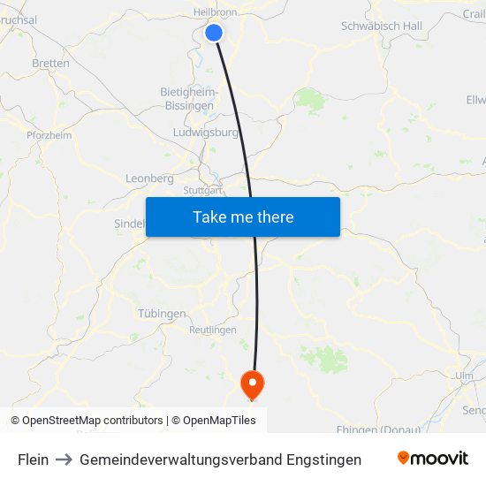 Flein to Gemeindeverwaltungsverband Engstingen map