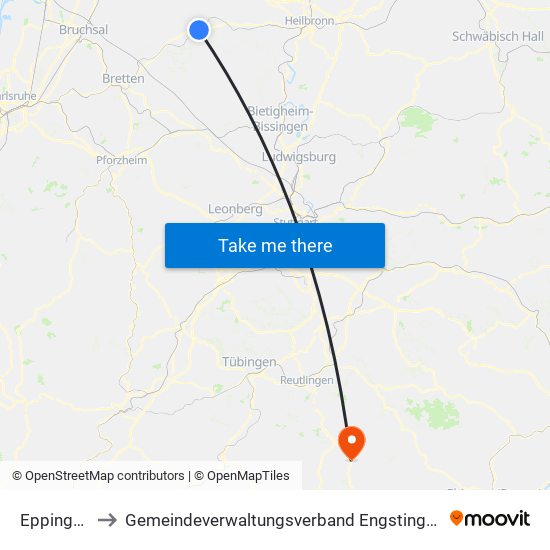 Eppingen to Gemeindeverwaltungsverband Engstingen map