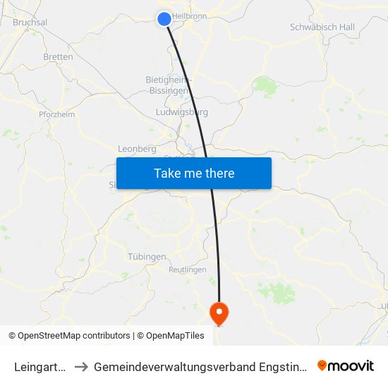 Leingarten to Gemeindeverwaltungsverband Engstingen map