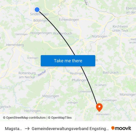 Magstadt to Gemeindeverwaltungsverband Engstingen map