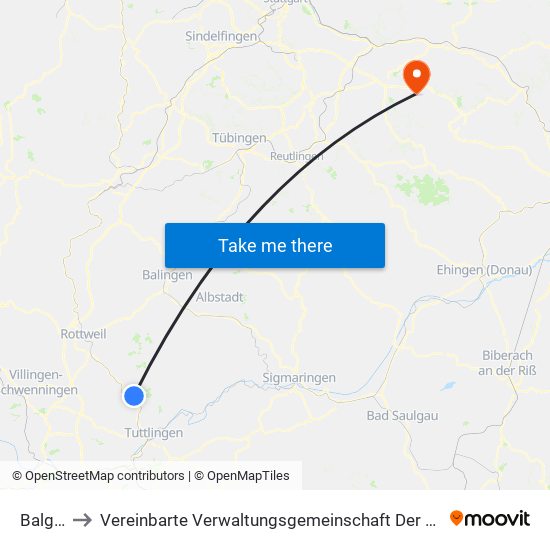 Balgheim to Vereinbarte Verwaltungsgemeinschaft Der Stadt Weilheim An Der Teck map