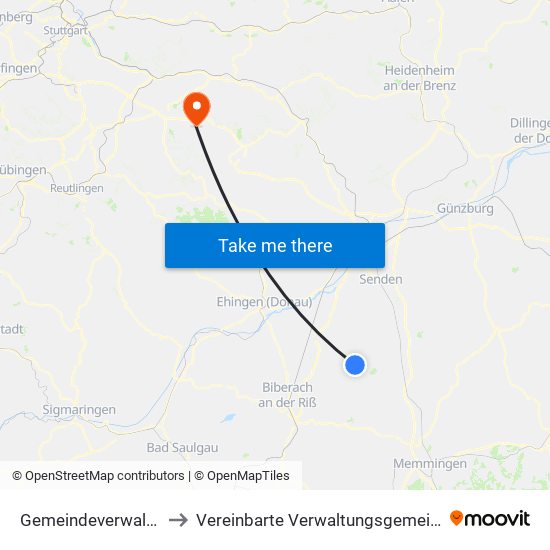 Gemeindeverwaltungsverband Schwendi to Vereinbarte Verwaltungsgemeinschaft Der Stadt Weilheim An Der Teck map