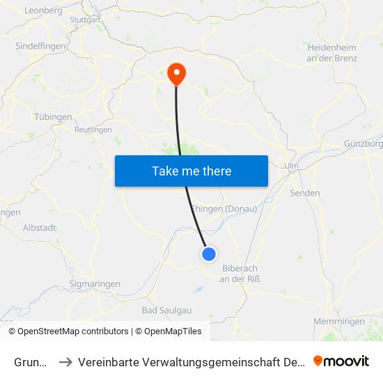 Grundsheim to Vereinbarte Verwaltungsgemeinschaft Der Stadt Weilheim An Der Teck map