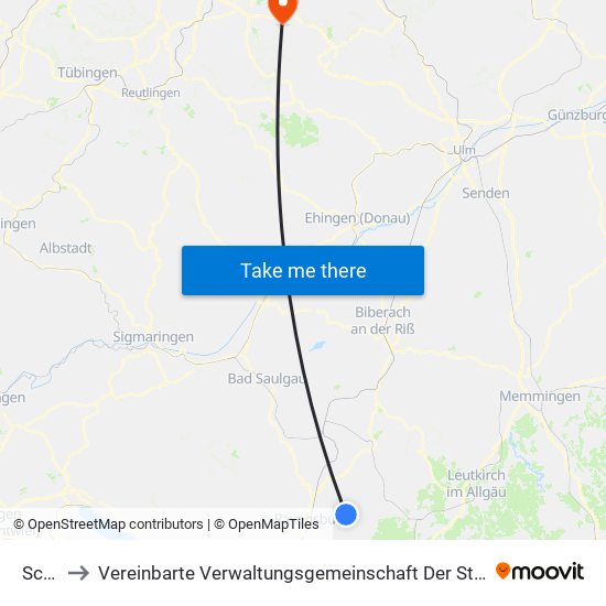 Schlier to Vereinbarte Verwaltungsgemeinschaft Der Stadt Weilheim An Der Teck map