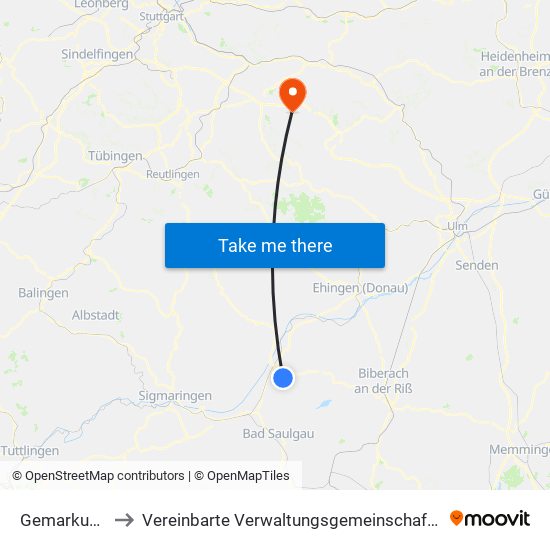 Gemarkung Heudorf to Vereinbarte Verwaltungsgemeinschaft Der Stadt Weilheim An Der Teck map