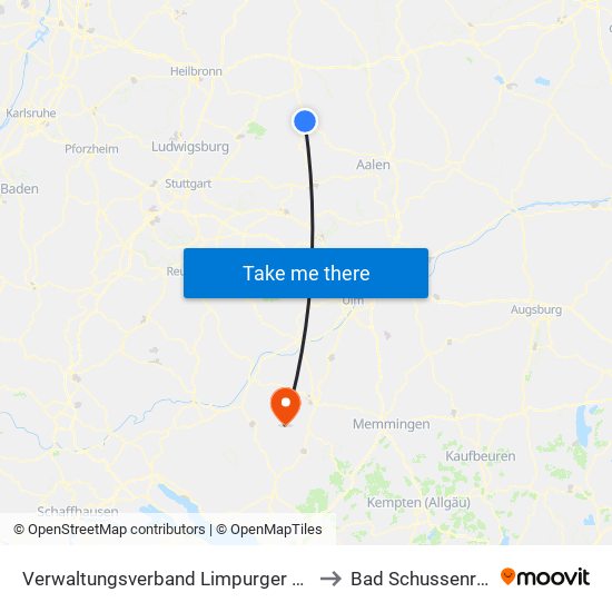 Verwaltungsverband Limpurger Land to Bad Schussenried map