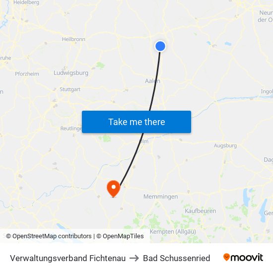 Verwaltungsverband Fichtenau to Bad Schussenried map