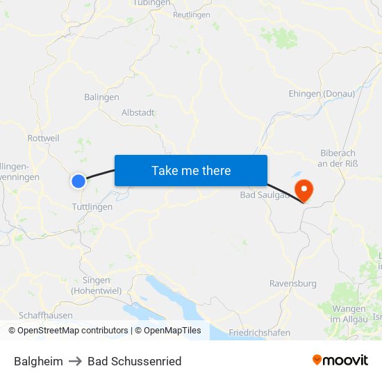 Balgheim to Bad Schussenried map