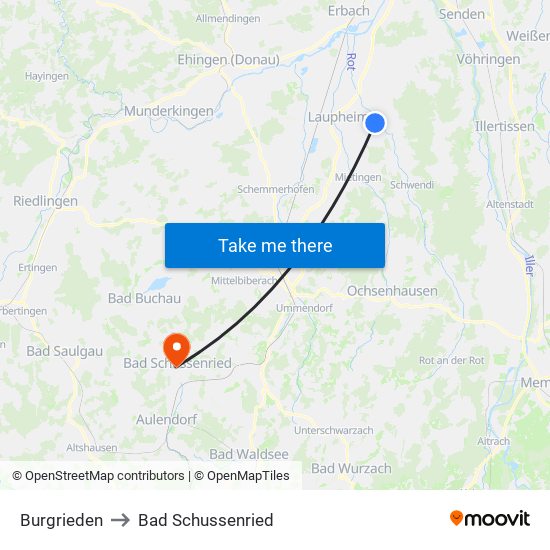 Burgrieden to Bad Schussenried map