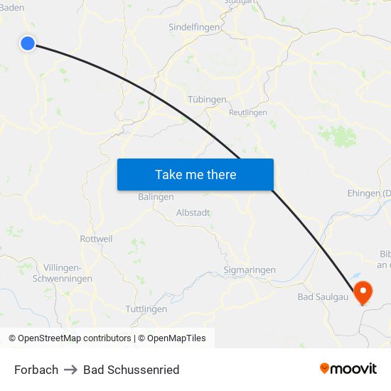 Forbach to Bad Schussenried map