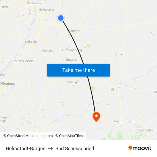 Helmstadt-Bargen to Bad Schussenried map