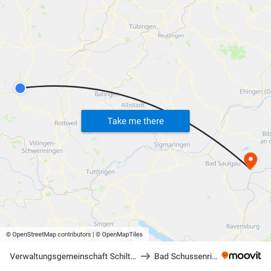 Verwaltungsgemeinschaft Schiltach to Bad Schussenried map