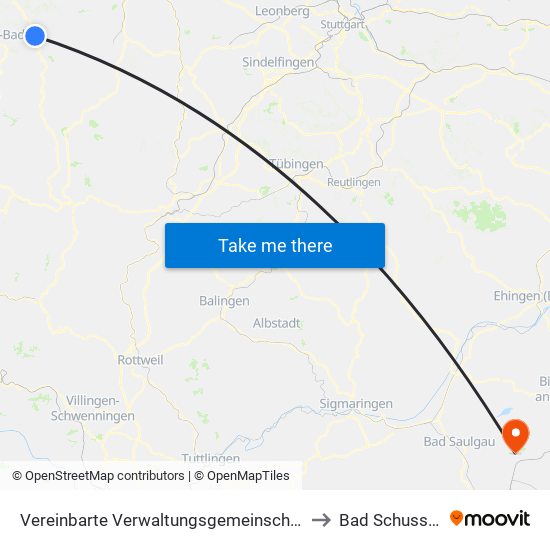 Vereinbarte Verwaltungsgemeinschaft Gernsbach to Bad Schussenried map