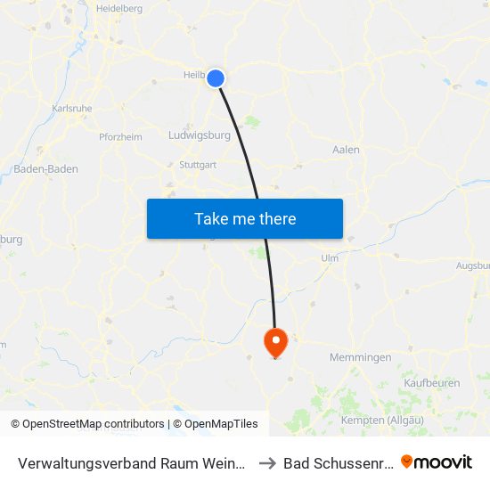 Verwaltungsverband Raum Weinsberg to Bad Schussenried map