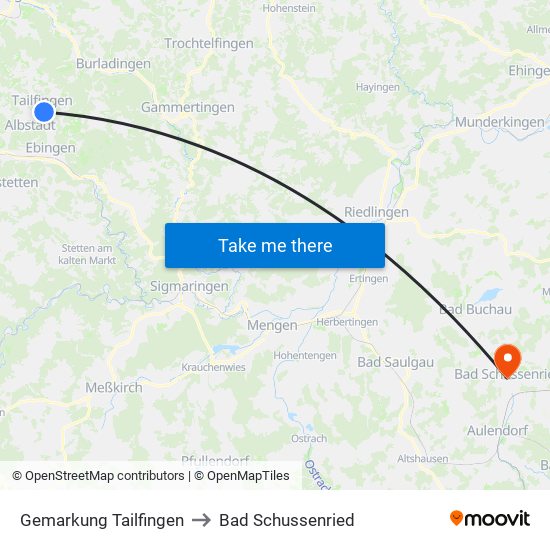 Gemarkung Tailfingen to Bad Schussenried map