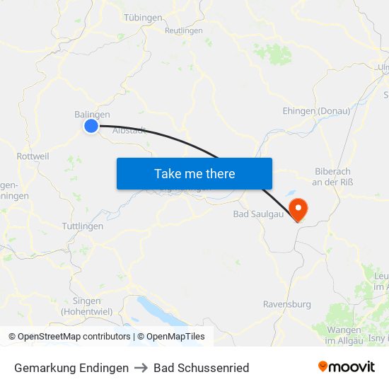 Gemarkung Endingen to Bad Schussenried map