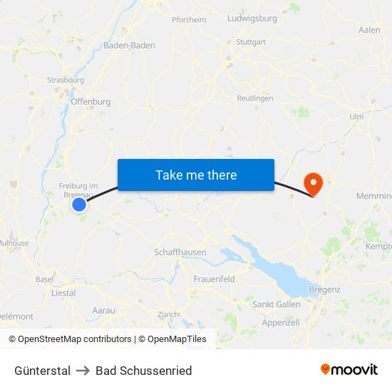 Günterstal to Bad Schussenried map