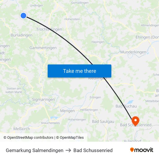 Gemarkung Salmendingen to Bad Schussenried map