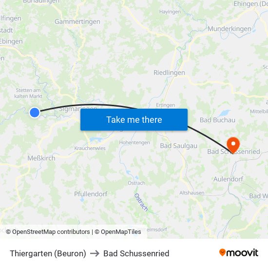 Thiergarten (Beuron) to Bad Schussenried map