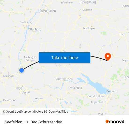 Seefelden to Bad Schussenried map