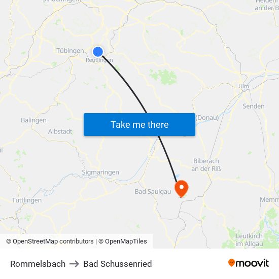 Rommelsbach to Bad Schussenried map