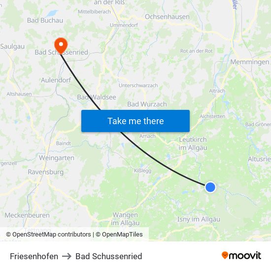 Friesenhofen to Bad Schussenried map