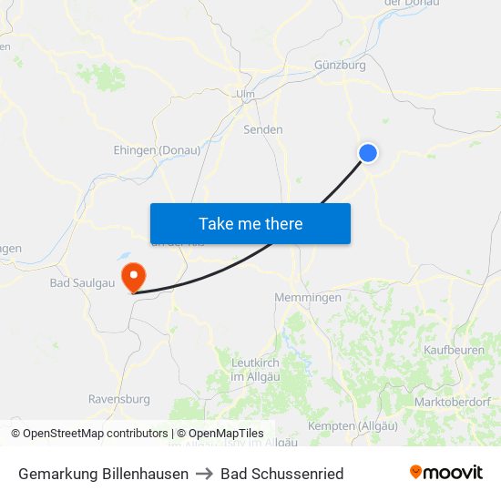 Gemarkung Billenhausen to Bad Schussenried map