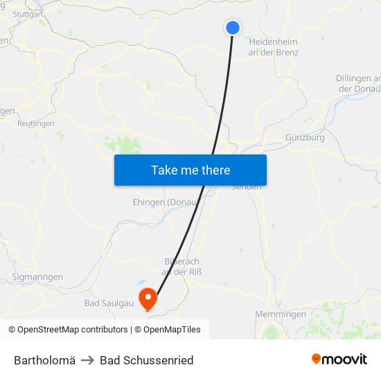 Bartholomä to Bad Schussenried map