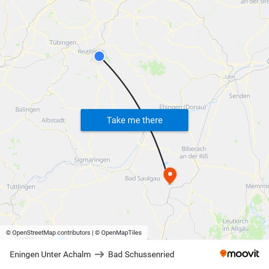 Eningen Unter Achalm to Bad Schussenried map