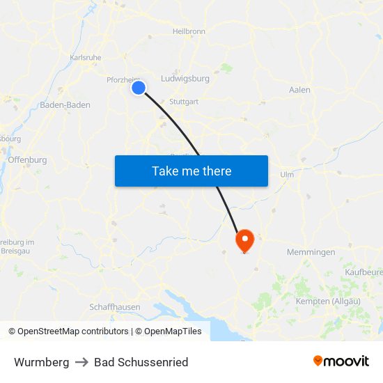 Wurmberg to Bad Schussenried map