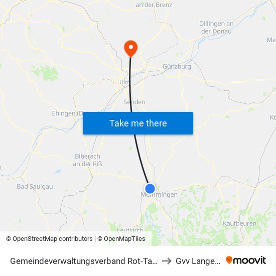 Gemeindeverwaltungsverband Rot-Tannheim to Gvv Langenau map