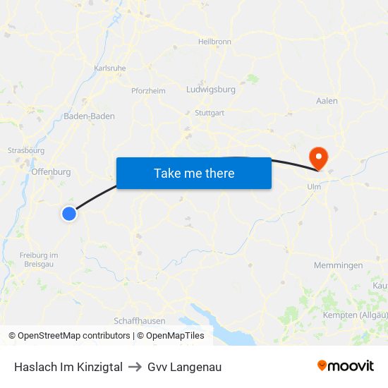 Haslach Im Kinzigtal to Gvv Langenau map