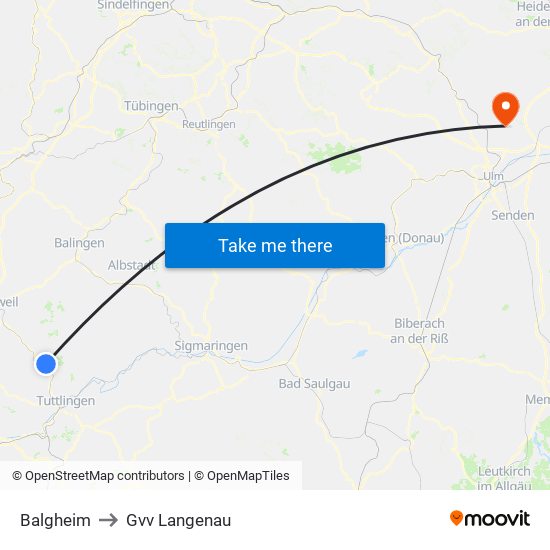 Balgheim to Gvv Langenau map