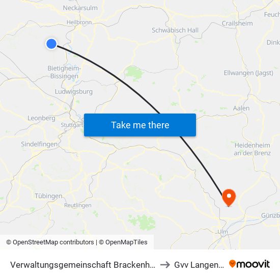 Verwaltungsgemeinschaft Brackenheim to Gvv Langenau map