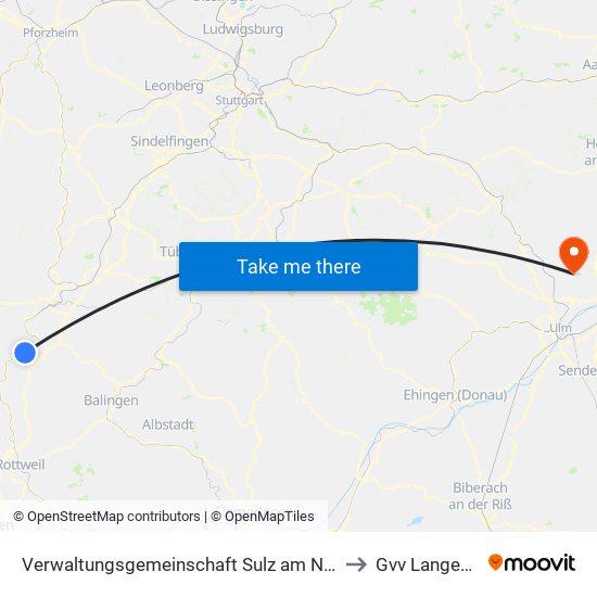 Verwaltungsgemeinschaft Sulz am Neckar to Gvv Langenau map