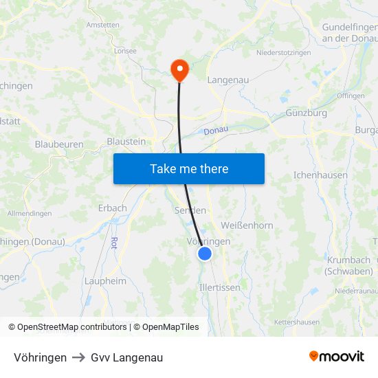 Vöhringen to Gvv Langenau map