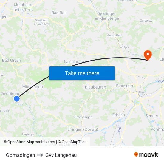 Gomadingen to Gvv Langenau map