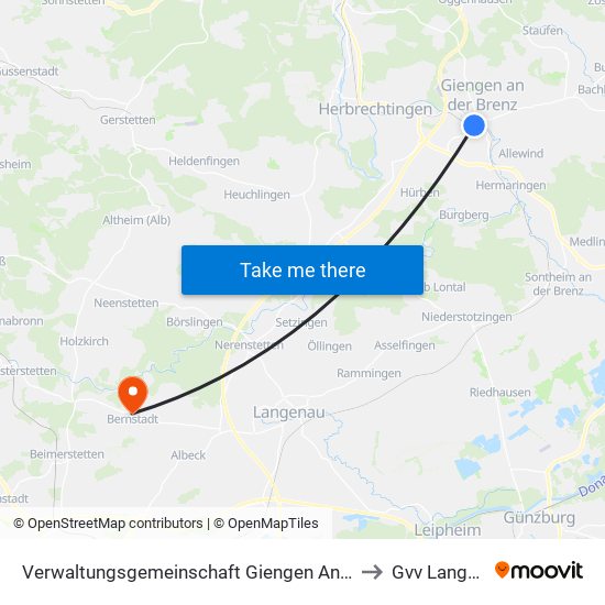 Verwaltungsgemeinschaft Giengen An Der Brenz to Gvv Langenau map