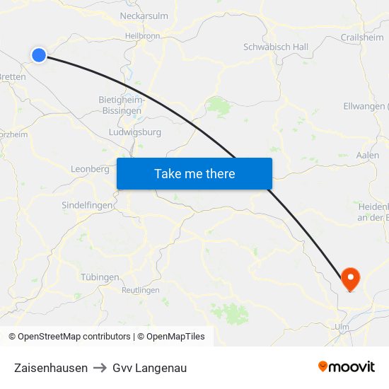 Zaisenhausen to Gvv Langenau map