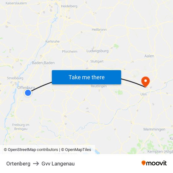 Ortenberg to Gvv Langenau map