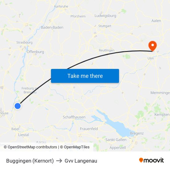 Buggingen (Kernort) to Gvv Langenau map