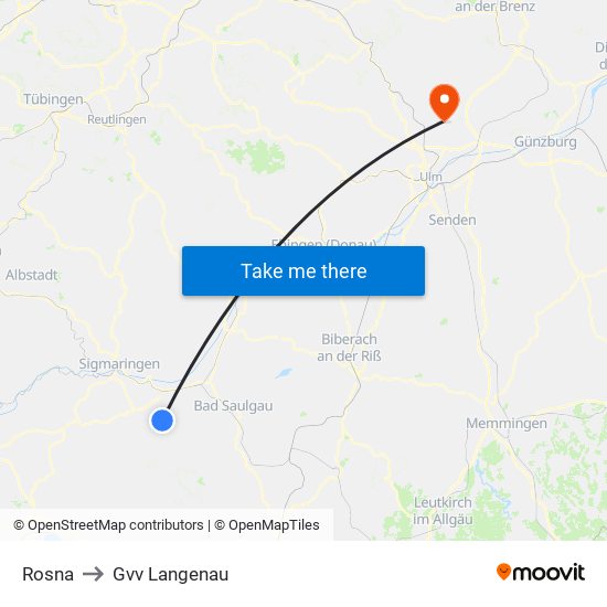 Rosna to Gvv Langenau map